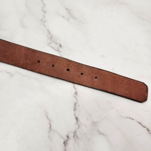 Fossil Brown Leather Belt Western Distressed Cowgirl Rodeo Silver Hardwear M - Picture 6 of 8